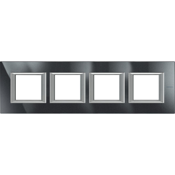 BT Axolute Антрацит/Монохром Рамка декоративная прямоугольная немецкого стандарта. Горизонтальная установка. 2+2+2+2 модуля. HA4802M4HHS