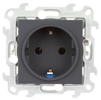Simon 24 Графит Розетка 2К+3 без защитных шторок Push&Go 2420434-038