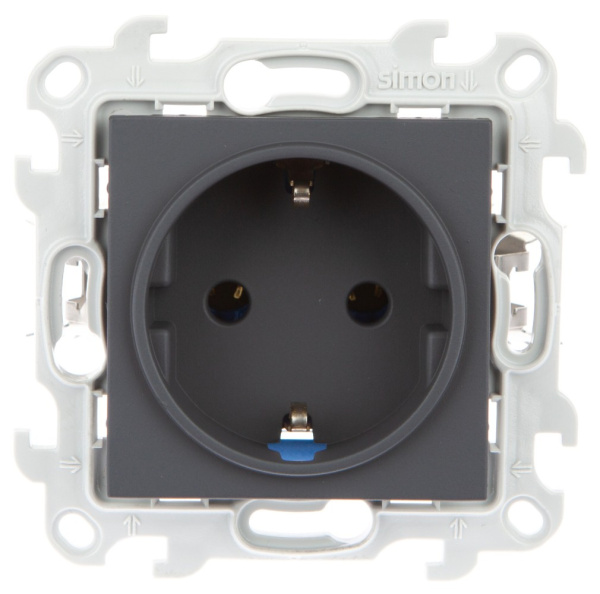 Simon 24 Графит Розетка 2К+3 без защитных шторок Push&Go 2420434-038