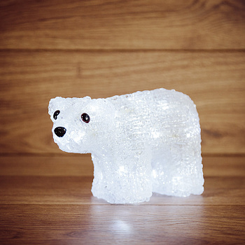 NEON-NIGHT Акриловая светодиодная фигура "Белый мишка" 15х25 см, 4,5 В, 3 батарейки AA (не входят в комплект), 20 светодиодов, 513-252