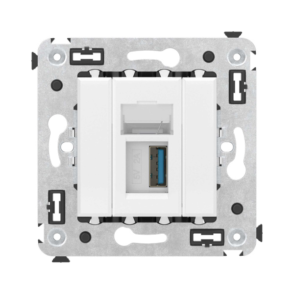 Купить DKC USB 3.0 розетка одинарная в стену, тип А-А, "Avanti", "Белое облако"