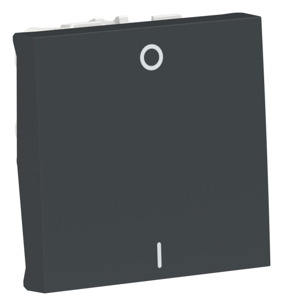 Купить SE Unica Modular Антрацит Выключатель 1-клавишный, двухполюсный, сх. 2, 16 AX, 250В, 2 модуля NU326254
