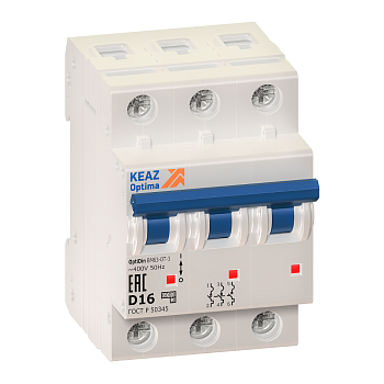 КЭАЗ OptiDin BM63 Ограничитель тока 3P 16A D 6кА AC (BM63-OT-3D16-УХЛ3)