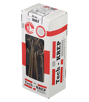 Tech-Krep Саморезы универсальные  70х6,0 мм (75 шт) желтые - коробка с ок. 102272