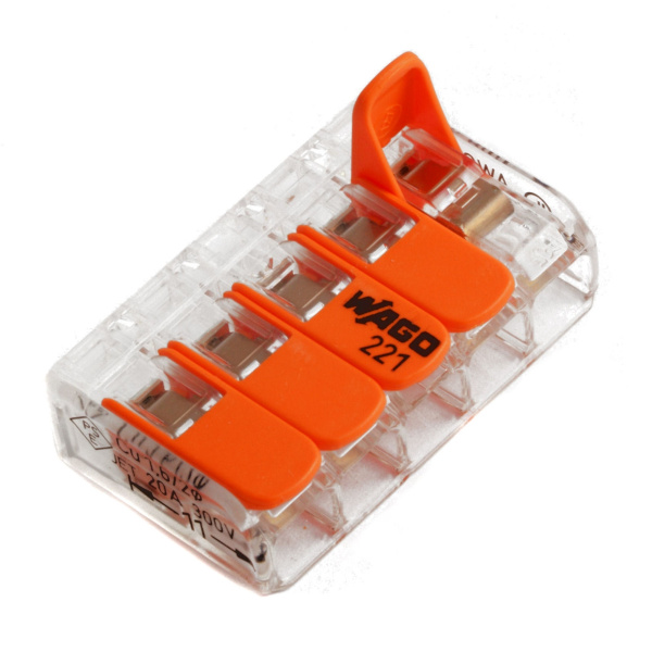 Купить WAGO Клемма с рычагами компактная для 5-и медных(!) одно-/многопровол. проводников сеч. до 4 мм кв. 221-415