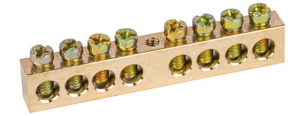 ЭРА Шина ЭРА NO-122-30 PEN земля-ноль 8х12мм 8/1 латунная крепеж по центру