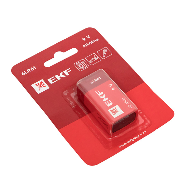 EKF PROxima Алкалиновая батарейка типа 9V(6LR61) блистер 1шт. 9V-BL1 Купить EKF PROxima Алкалиновая батарейка типа 9V(6LR61) блистер 1шт. 9V-BL1