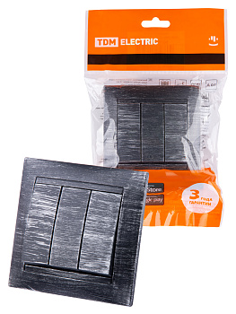 TDM Выключатель 3-х кл. 10А старинное серебро "Лама" SQ1815-0645