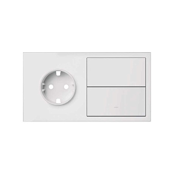 Simon 100 Белый матовый Кит 2 поста, фронт. Накладка на 1 розетку Schuko + 1 клавиша выключателя + 1 заглушка 10020203-230