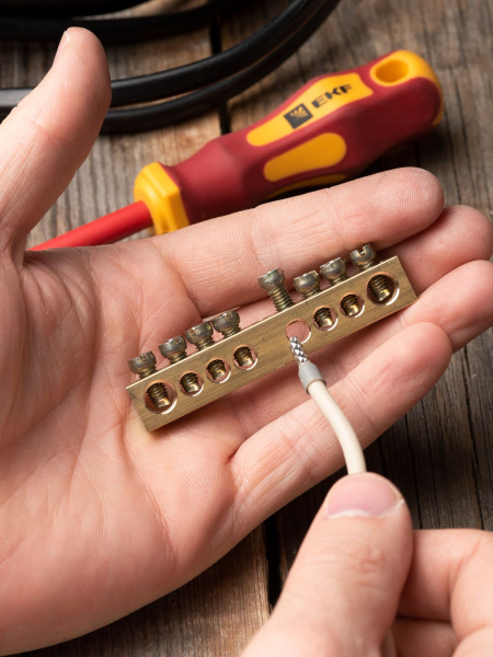 Купить EKF PROxima Шина PEN "ноль-земля" (8х12мм) 8 отверстий латунь крепеж по центру