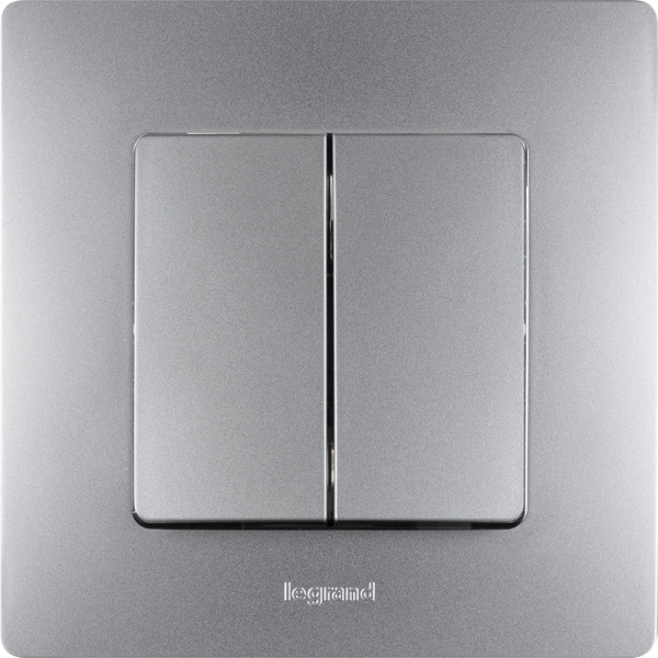 Купить Legrand Etika Алюминий Выключатель 2-клавишный, автоматические клеммы, 10 AX, 250 В 672402