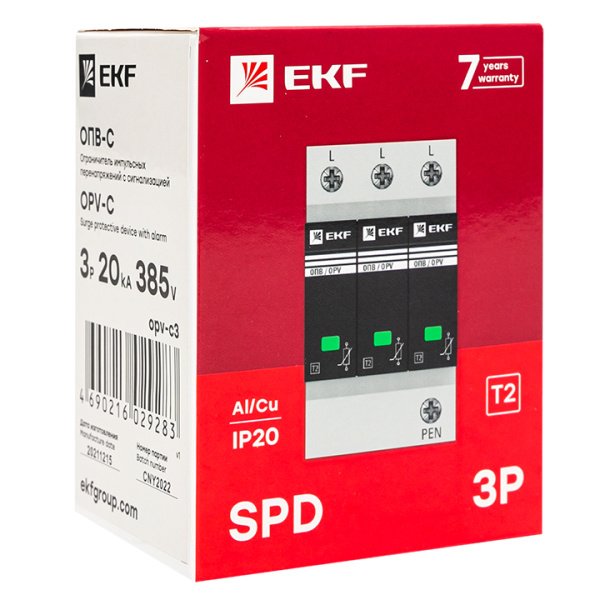 Купить EKF PROxima Ограничитель импульсных напряжений ОПВ-C/3P In 20кА 400В с сигн.