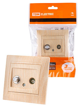 TDM Розетка TV ("мама") + SAT (F-разъем) 0-2400МГц сосна "Лама" SQ1815-0320