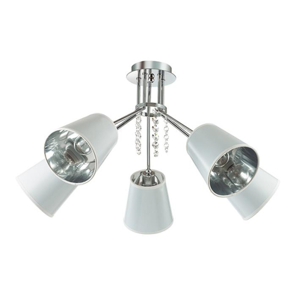 Lumion 3314/5C LN17 093 хром/абажур ткань/подвески хрусталь Люстра потолочная E14 5*40W 220V ZULIENNA