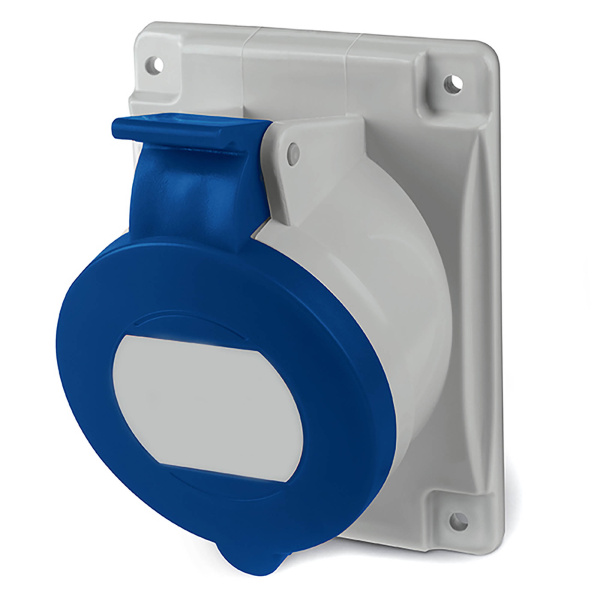 DKC Розетка панельная с наклоном  IP44 32А 2P+E 230В. Пружинный зажим.