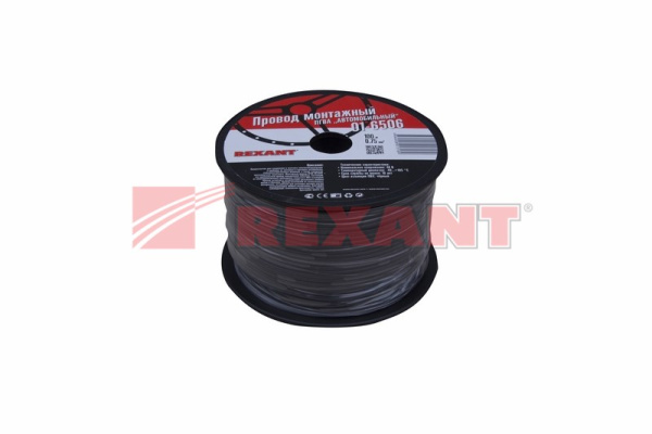 Купить Провод ПГВА 1 х 0.75мм², 100м, ЧЕРНЫЙ Rexant 01-6506