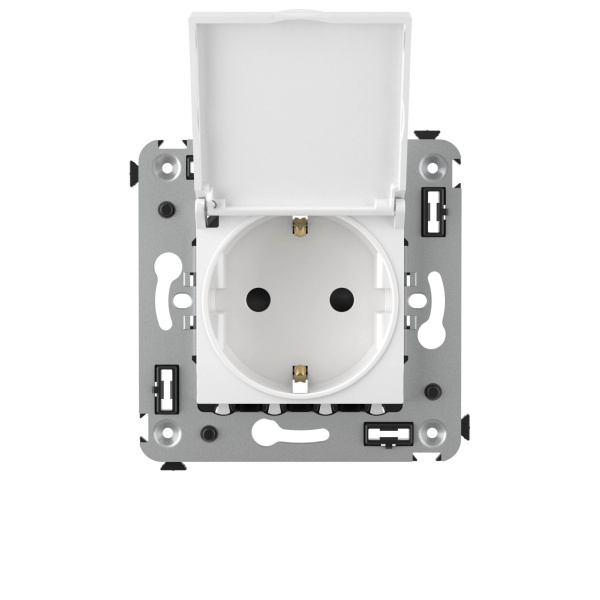 Купить DKC Розетка с крышкой в стену, 2P+E, с з/ш, "Avanti", "Белое облако"