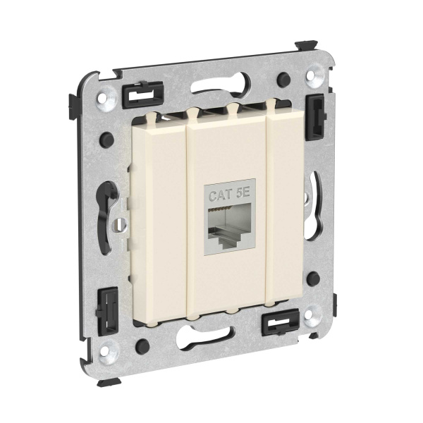 Купить DKC Компьютерная розетка RJ-45 без шторки в стену, кат.5e одинарная экранированная, "Avanti", "Ванильная дымка"
