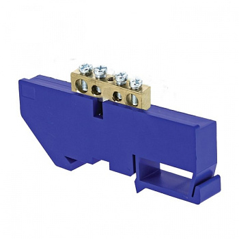 EKF PROxima Шина "0" N (6х9мм) 4 отверстия латунь синий изолятор на DIN-рейку