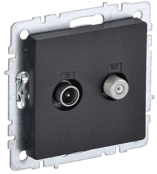 IEK BRITE BASE Черный Розетка двойная TV+SAT РТВ/РСп12-БрЧ