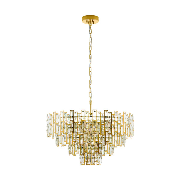 Eglo AGRIGENTO Подвес , 10x25W(E14), Ø780, H1590, сталь, латунь/хрусталь, прозрачный 39614