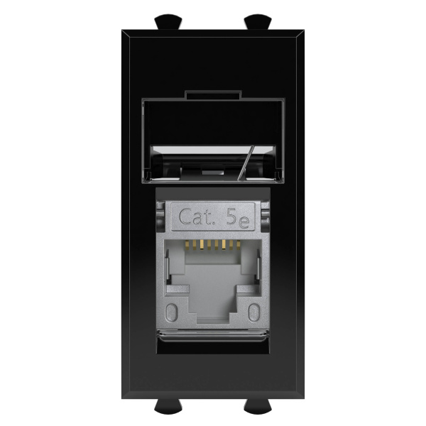Купить DKC Компьютерная розетка RJ-45 модульная, кат.5е экранированная, "Avanti","Черный квадрат", 1 модуль