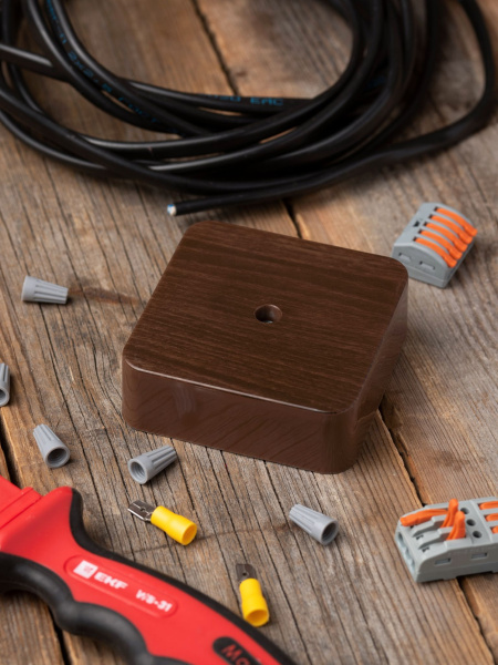 Купить EKF PROxima Коробка разветвительная КМР-030-030кг (75х75х26) с клеммником тёмное дерево