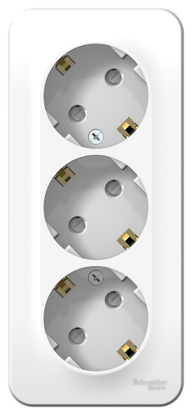 Купить Systeme Electric Blanca наруж Бел Розетка 3-ая с/з со шторками 16А, 250В, изолир. пластина
