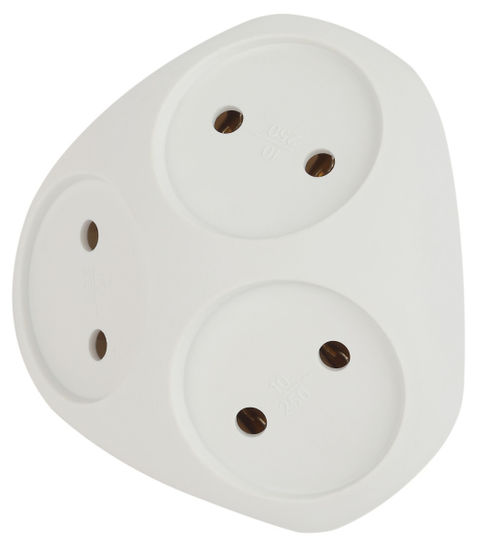 ЭРА Разветвитель электрический SPx-3-W на 3 розетки без заземления 10А белый