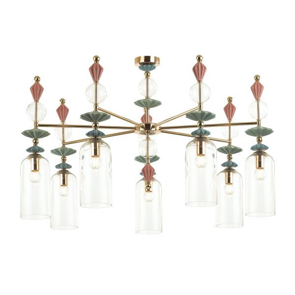 Купить Odeon Light 4855/7C CLASSIC ODL_EX21 золото/раноцветн./керамика/стекло Люстра потолочная E14 7*40W BIZET