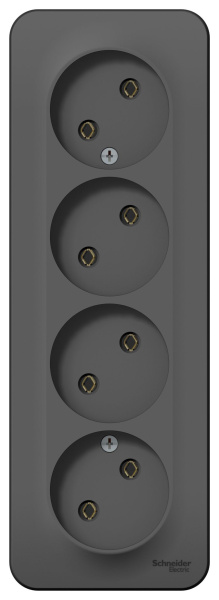 Купить Systeme Electric Blanca наруж Антрацит Розетка 4-ая б/з без шторок 16А, 250В, изолир. пластина