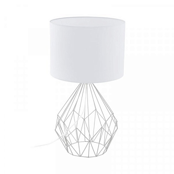 Eglo Лампа настольная PEDREGAL, 1х60W (E27), Ø350, H645, сталь, хром/ткань, белый 95187