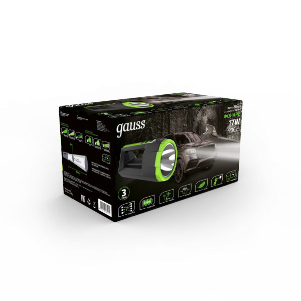 Купить Gauss Фонарь прожекторный модель GFL702 17W 900lm Li-ion 10000mAh диммируемый LED 1/12 GF702
