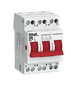 Dekraft Трехпозиционный выключатель-разъединитель 3P 20A ВР-103