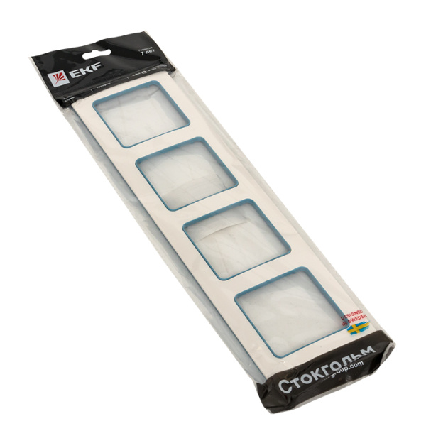 Купить EKF PROxima Стокгольм Белый Линия синяя Рамка 4-ая