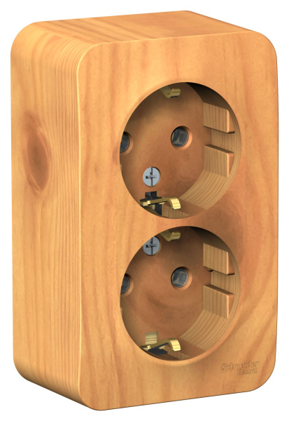 Купить Systeme Electric Blanca наруж Ясень Розетка 2-ая с/з. без шторок 16А, 250В, изолир. пластина