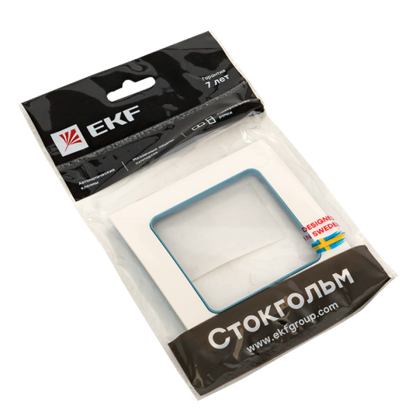 Купить EKF PROxima Стокгольм Белый Линия синяя Рамка 1-ая