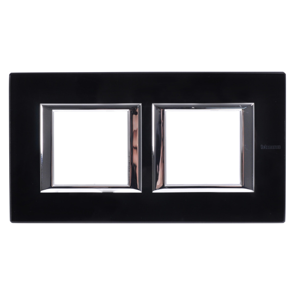 BT Axolute Черное стекло Рамка 2+2 мод прямоугольная (надпись горизонтально) HA4802M2HVNN