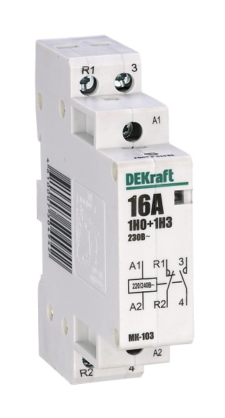 Купить Dekraft Модульный контактор 1НО+1НЗ 20А 230В МК-103