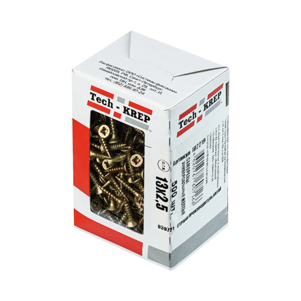 Tech-Krep Саморезы универсальные  13х2,5 мм (500 шт) желтые - коробка с ок. 102219