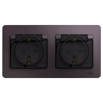 SE Glossa Сиреневый туман Розетка 2-ая с/з,со шторками, в сборе, IP44 GSL001447