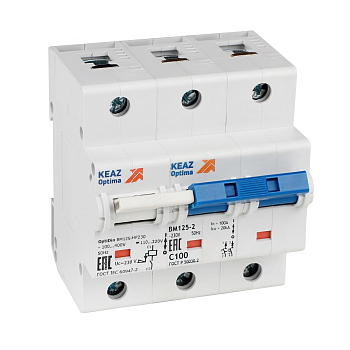 КЭАЗ Выключатель автоматический модульный с независимым расцепителем OptiDin BM125-2ND100-НР-14ln-УХЛ3 336376