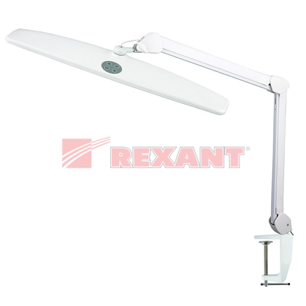 Купить Настольная лампа на струбцине 84LED, регулятор яркости, белая Rexant 31-0401