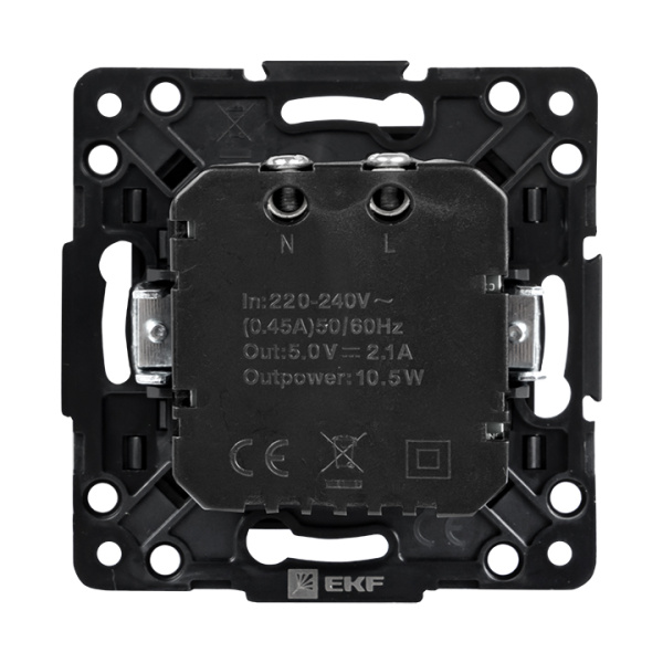 Купить EKF PROxima Стокгольм Черный Розетка USB 2-ая, 2,1А