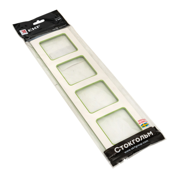 Купить EKF PROxima Стокгольм Белый Линия зеленая Рамка 4-ая