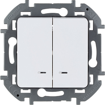 Legrand INSPIRIA Белый Выключатель двухклавишный с подсветкой/индикацией 10 AX - 250 В 673630
