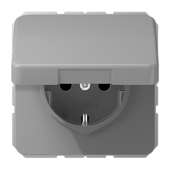 JUNG SCHUKO®-розетка 16 A / 250 B ~ с защитой от детей и крышкой, серая CD1521BFKIKLGR