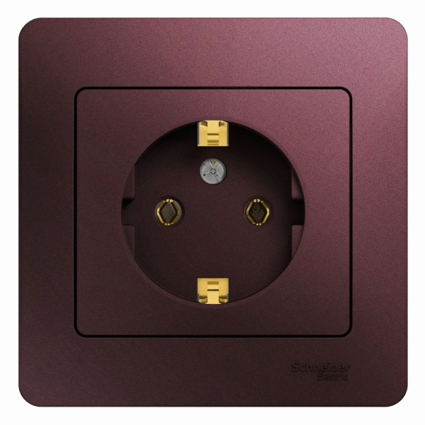Systeme Electric Glossa Баклажановый Розетка с/з (в сборе)