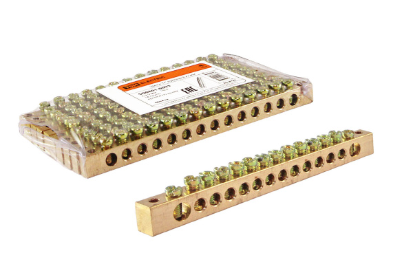 TDM Шина "N" нулевая 6х9мм 14/2 (14групп/крепеж по краям) SQ0801-0003