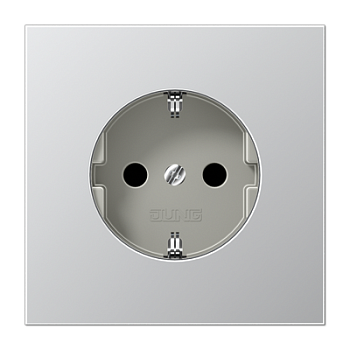 JUNG LS 990 Алюминий Розетка с/з с защитными шторками безвинт. зажим AL1520KI